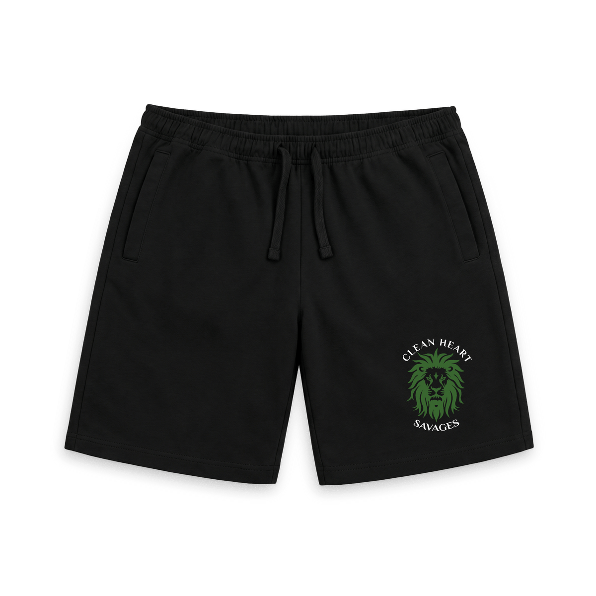 Black Printed Mens Shorts Front