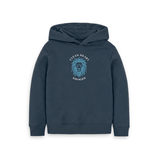 Navy Blue Printed Kids Hoodie Front