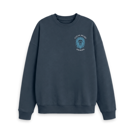 Navy Blue Printed Sweater Front